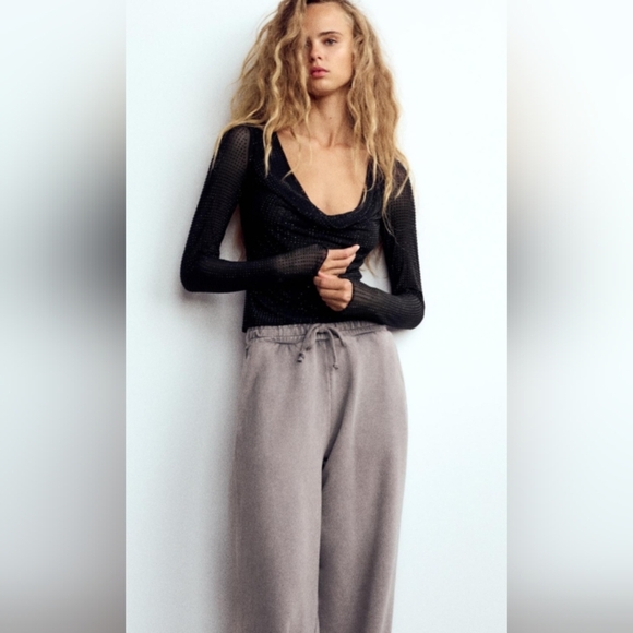 Zara Tops - Zara Rhinestone Tulle Top